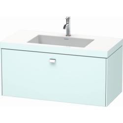 Тумба c раковиной Duravit Brioso, 100х48х50,2 см, подвесная, 1 выдвижной ящик, ДСП, цвет: светло-голубой/хром /Vero Air, мебельная, прямоугольная, цвет белый, фарфоровая, 1 отверстие под смеситель, без перелива