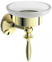 Мыльница настенная Art&Max Bohemia, цвет: золото, латунь/стекло, форма круглая, для душа/ванны/мыла, в ванную комнату, под мыло, мыльница, на стену