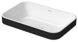 Раковина DURAVIT Happy D.2 Plus 60х40х16,5 см, накладная, прямоугольная, санфарфор, цвет белый/антрацит матовый, без отверстия/площадки под смеситель, без перелива