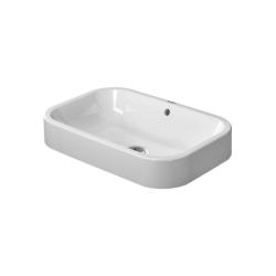 Раковина DURAVIT Happy D.2, WonderGliss 60х40х16,5 см, накладная, прямоугольная, санфарфор, цвет белый, без отверстия/площадки под смеситель, антигрязевое покрытие, слив/перелив