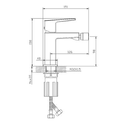 Смеситель для биде Splenka S01.50 однорычажный, керамический картридж, фиксированный излив, длина 126 мм, латунь, цвет хром, без шланга/лейки