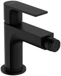 Смеситель для биде Hansgrohe Rebris E однорычажный, керамический, фиксированный излив, длина 12 см, латунь, цвет матовый черный, без шланга/лейки, с донным клапаном