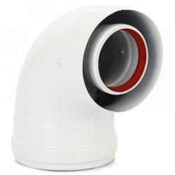 Отвод дымохода коаксиальный Gekon D60/100 промежуточный 90° раструбный, для дымоходов