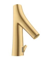 Смеситель для раковины AXOR Starck Organic, электронный, сенсорный, инфракрасный, фиксированный излив, длина 10,5 см, латунь, цвет шлифованное золото, питание от батареек, с регулировкой температуры