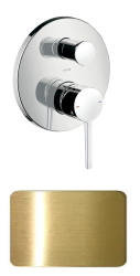 Смеситель для ванны Axor Starck однорычажный, с плоской рычаговой рукояткой, скрытого монтажа, настенный/встраиваемый, круглый, латунный, без излива, керамический, цвет шлифованное золото, без душевого шланга/лейки