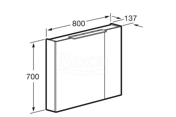 Шкаф зеркальный Roca Oleta 80х70 см, капучино, с подсветкой, 2 распашные дверцы A857647515 