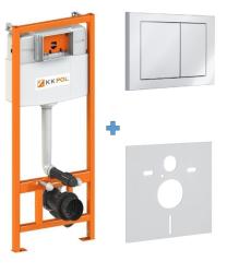 Инсталляция KK-POL Standard с кнопкой смыва M05/белый, (клавишей смыва, двойного слива), система для подвесного унитаза, со скрытым смывным бачком (бак), комплект, размеры рамы (каркас) 42,5х129х23,5 см