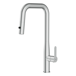 Смеситель для кухни/мойки Cersanit Oliva однорычажный, поворотный/ п-образный/выдвижной излив, керамический, высота 252 мм, длина 210 мм, нержавеющая сталь, цвет глянцевый хром