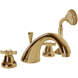 Смеситель для ванны/душа Cezares Lord, на борт ванны, двухвентильный, неповоротный, длина 200 мм, керамический, латунь, цвет бронза