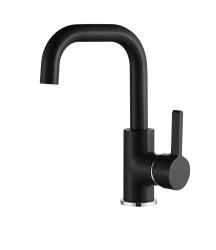 Смеситель для раковины/умывальника Accoona, однорычажный, неповоротный, керамический, длина излива 139 мм, латунь, цвет черный