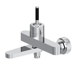 Смеситель для ванны/душа Damixa ARC однорычажный, хромированный, настенный, излив короткий, длина 118 мм, без шланга/лейки, литой, латунь хром/черный