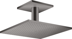 Верхний душ AXOR ShowerSolutions 300/300 1jet, с потолочным подсоединением, потолочный монтаж, квадратный, с 1 режимом, размер 30х30 см, металлический, цвет: шлифованный черный хром, для душа/ванной