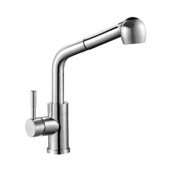 Смеситель для кухни/мойки G-lauf ZAP4-E090 однорычажный, выдвижной/поворотный излив и режимом "душ" длина 206 мм, керамический, нержавеющая сталь, цвет хром