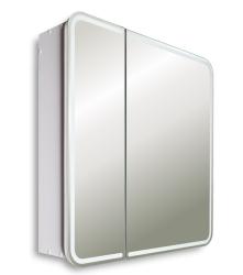 Зеркальный шкаф Silver Мirrors Alliance, 80,5х80 см, навесной, цвет белый, зеркало с подсветкой LED/ЛЭД, сенсорный выключатель с функцией диммера, с 2 распашными дверцами/двухстворчатый
