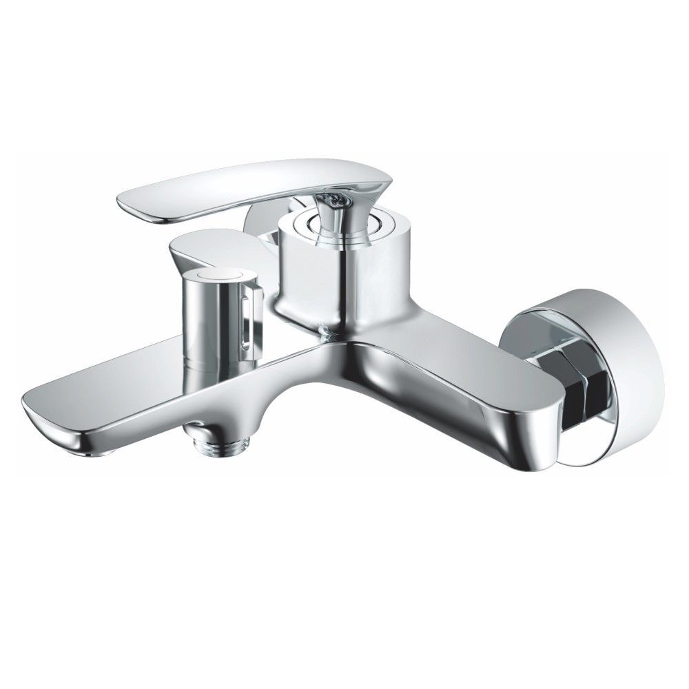 Смеситель для ванны/душа HAIBA однозахватный, хромированный, настенный, излив литой 199 мм, неповоротный, латунь, цвет хром