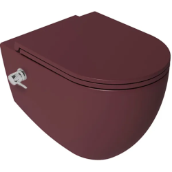 Унитаз подвесной ISVEA Infinity, с функцией биде, 365х530х400 мм, цвет: бордовый матовый, горизонтальный (в стену) выпуск, без сиденья, безободковый, антивсплеск, под скрытый бачок