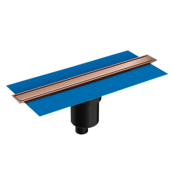 Душевой трап Vitra Eco-Flow 60, DK100, цвет медь, для душа в полу, с гидрозатвором, вертикальный выпуск, нержавеющая сталь, прямоугольный, душевой