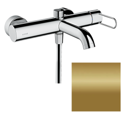 Смеситель для ванны Axor Uno, однорычажный, настенный, наружнего/внешнего монтажа, неповоротный, латунный, длина излива 20,3 см, керамический, цвет полированная бронза, без душевого шланга/лейки