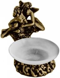 Мыльница настольная Art&Max Romantic, цвет: бронза, латунь/стекло, форма округлая, для душа/ванны/мыла, в ванную комнату, под мыло, мыльница, на стол
