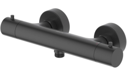 Смеситель для душа Aquatek Европа термостатный, настенный, без излива, без шланга и лейки, латунь, цвет матовый черный