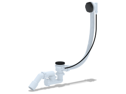 Обвязка для ванны ANI (Ани-пласт) полуавтомат с регулируемым сифоном, с переходной трубой 45° 40*50 580мм (черный) EM321BL