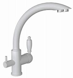 Смеситель для кухни/мойки Flortek Шале FK, с подключением фильтра питьевой воды/биканальный, однорычажный, керамический картридж, с поворотным изливом, высокий, длина излива 222 мм, латунь, цвет жасмин