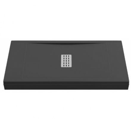 Душевой поддон BAS Flow, литьевой 100х80 см, черный, антискольжение, (без установочного комплекта, без экрана, без слива), прямоугольный