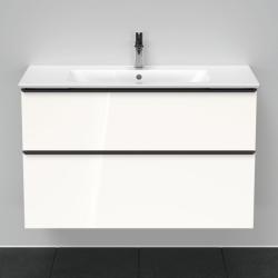 Тумба под раковину Duravit D-Neo, 101х46,2х62,5 см, подвесная, 2 выдвижных ящика, ДСП, цвет: белый глянец, шкафчик навесной, прямоугольная, правая/левая, в ванную комнату