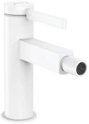 Смеситель для биде Hansgrohe Finoris однорычажный, керамический, фиксированный излив, длина 12,9 см, латунь, цвет матовый белый, без шланга/лейки, со сливным клапаном Push-Open