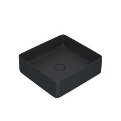 Раковина IDDIS Slide 36х36х11 см, накладная, квадратная, керамическая/фарфоровая, цвет черный матовый, без отверстия под смеситель, без слив-перелива