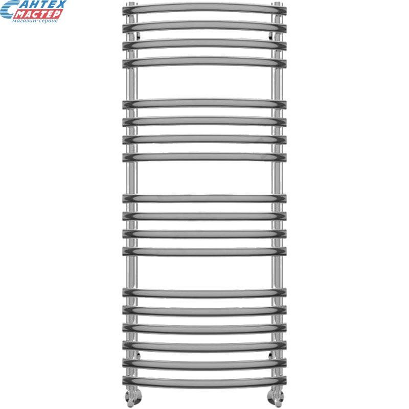 Полотенцесушитель 500x1326 мм Terminus Капри П18 1/2" дюйма, водяной.  нижнее подключение, из нержавеющей стали, форма лесенка дуга, настенный, цвет хром, для ванны, вертикальный, к стояку горячей воды, отопления, межосевое расстояние