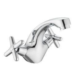 Смеситель для раковины/умывальника Splenka S80.10 двухвентильный, неповоротный, фиксированный, длина излива 117 мм, латунь, цвет хром