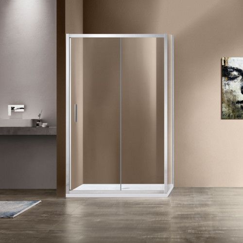 Душевое ограждение Vincea Garda  160х90х190 см, прозрачное стекло, профиль хром, левое/правое, прямоугольное/угловое, дверь раздвижная
