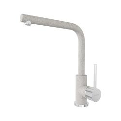 Смеситель для кухни/мойки TopZero, цвет Smoke, L образный, однорычажный, с высоким/низким изливом, высота излива 275 см, из латуни/гранита