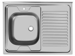 Мойка Ukinox Стандарт, 80х60 см, накладная, стальная, квадратная, цвет нержавеющая сталь, с отверстием под смеситель, без слив-перелива, с крылом, левая/левосторонняя, для кухни