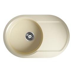 Мойка кухонная Omoikiri Manmaru 78-BE, 51х78 см, врезная, из искусственного гранита (Artgranit), овальная, цвет ваниль, без отверстия под смеситель, с крылом, оборачиваемая, слив-перелив, врезная в столещницу, для кухни