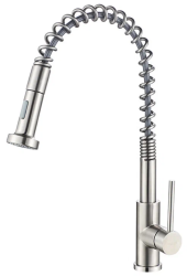 Смеситель для кухни/мойки LEDEME, однорычажный, поворотный, стальной, выдвижной излив, длина излива 283 мм нержавеющая сталь, цвет сталь