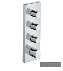 Смеситель для ванны Axor Starck Organic, термостатический, скрытого монтажа, внешняя часть, настенный, без излива/шланга/лейки, прямоугольный, латунный, цвет шлифованный черный хром, с термостатом, встроенный/встраиваемый/термостатный