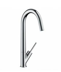 Смеситель для кухни/мойки Axor Starck 300 Eco, однорычажный, керамический, с поворотным изливом, длина 21,6 см, латунь, цвет хром, кухонный