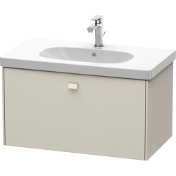 Тумба под раковину Duravit Brioso, 82х46,9х45,2 см, подвесная, 1 выдвижной ящик, ДСП, цвет: серо-коричневый, шкафчик навесной, механизм доводчика, прямоугольная, правая/левая, для раковины D-Code, в ванную комнату