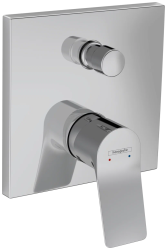 Смеситель для ванны Hansgrohe Vivenis скрытого монтажа, настенный/встраиваемый, однорычажный, квадратный, латунный, без излива, керамический, цвет хром, без душевого шланга/лейки