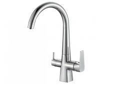 Смеситель для кухни/мойки ZorG Steel Hammer 819, под фильтр, однорычажный, поворотный, керамический картридж, длина излива 248 мм, латунь, цвет хром