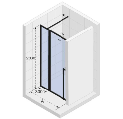 Душевая дверь Riho Lucid GD104, 130х200 см, прозрачное стекло/профиль черный, в нишу, универсальная модификация, закаленное стекло, распашная, профиль алюминиевый, прямоугольная