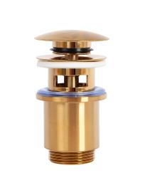 Донный клапан Arrowhead 1-1/4", 80 мм с переливом, клик-клак, золотой, латунный, круглый, для раковины, с переливом, для раковины/умывальника 740007