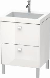 Тумба c раковиной Duravit Brioso, 60х48х70,1 см, напольная, 2 выдвижных ящика, ДСП, цвет: белый глянец /Vero Air, мебельная, прямоугольная, цвет белый, фарфоровая, без отверстия под смеситель, без перелива