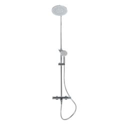 Душевая система Cezares Lux высота 1535 мм, цвет хром, комплект: однорычажный смеситель/излив/тропический душ (с верхней лейкой)/стойка/лейка/шланг, наружного монтажа