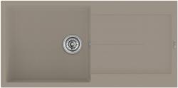 Мойка кухонная Longran Enigma, 100х50х20 см, врезная, искусственный гранит, прямоугольная, цвет трюфель, без отверстия под смеситель, с крылом, слив-перелив, врезная в столещницу, для кухни
