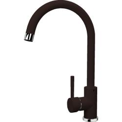 Смеситель для кухни Florentina Альфа, однорычажный, поворотный, керамический, с высоким С-образным изливом, высота излива 20,2 см, латунь, цвет мокко