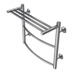 Полотенцесушитель Azario VERONA 500/600 с полкой, 2 секции, водяной, 1/2", нижнее/диагональное подключение, нержавеющая сталь, настенный, форма лесенка, вертикальный, цвет хром
