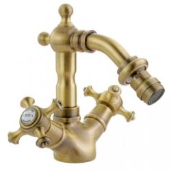 Смеситель для биде Migliore Prestige, двухвентильный, неповоротный, длина 128 мм, керамический, латунь, цвет бронза